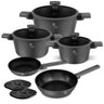 BerlingerHaus Pannenset Mat Antraciet 7-Delig - Kookpan ø 20, 24, 28 cm, Koekenpan ø 20 & 24 cm - geschikt voor alle warmtebronnen