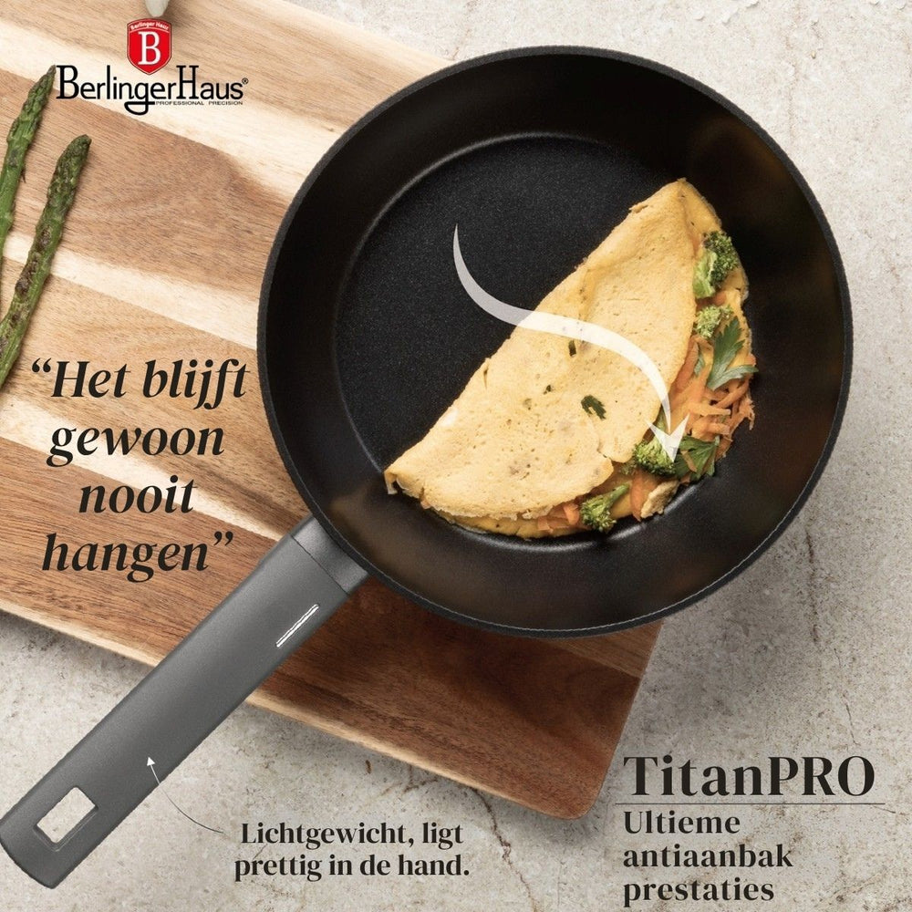 BerlingerHaus Pannenset Mat Antraciet 7-Delig - Kookpan ø 20, 24, 28 cm, Koekenpan ø 20 & 24 cm - geschikt voor alle warmtebronnen