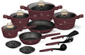 BerlingerHaus Pannenset Mat Bordeaux 11-Delig - Kookpan ø 20, 24, 28 cm, Koekenpan ø 24, 28 cm & Steelpan ø 16 cm - geschikt voor alle warmtebronnen