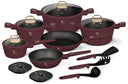 Berlinger Haus Pannenset Mat Bordeaux 11-Delig - Kookpan ø 20, 24, 28 cm, Koekenpan ø 24, 28 cm & Steelpan ø 16 cm - geschikt voor alle warmtebronnen