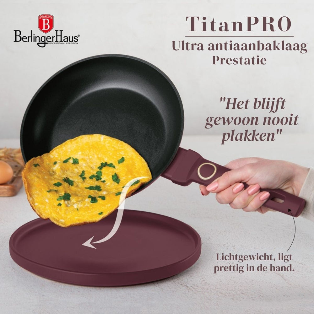 BerlingerHaus Pannenset Mat Bordeaux 11-Delig - Kookpan ø 20, 24, 28 cm, Koekenpan ø 24, 28 cm & Steelpan ø 16 cm - geschikt voor alle warmtebronnen