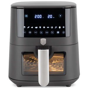 BerlingerHaus Airfryer XXXL Mat Antraciet - met Kijkvenster - 8 Liter - 1650W