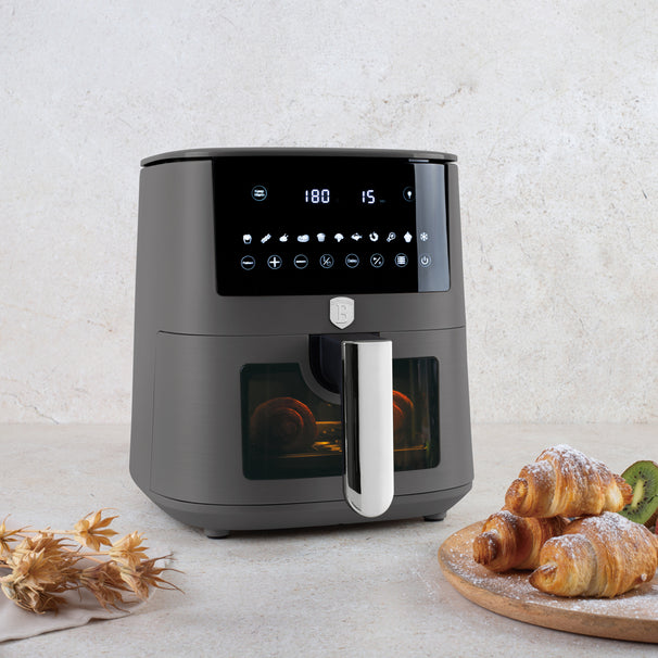 BerlingerHaus Airfryer XXXL Mat Antraciet - met Kijkvenster - 8 Liter - 1650W