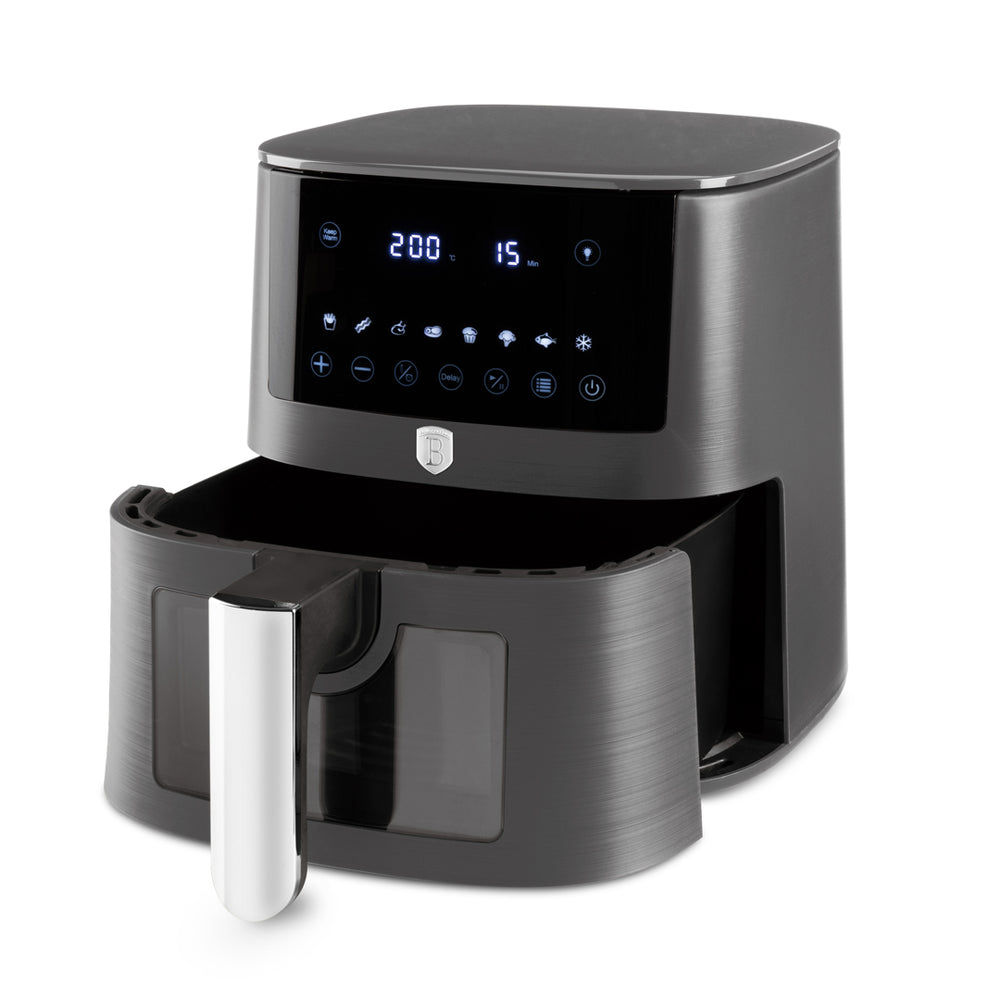 BerlingerHaus Airfryer XL Mat Antraciet - met Kijkvenster - 5 Liter - 1400W
