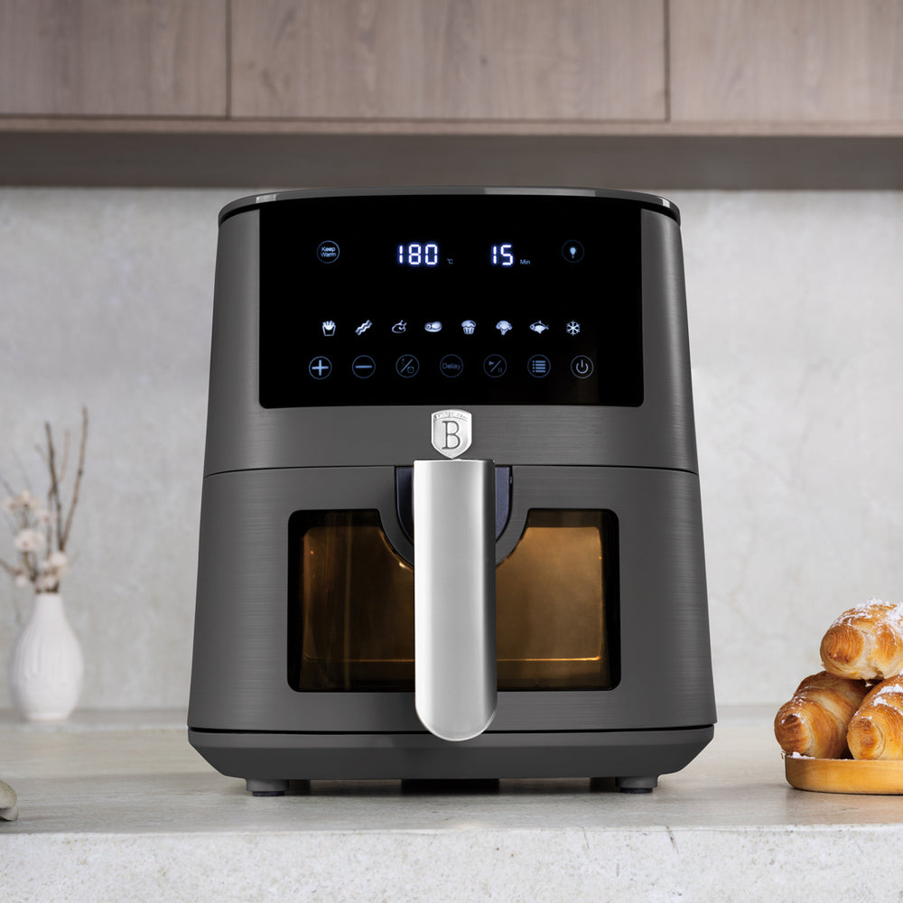 BerlingerHaus Airfryer XL Mat Antraciet - met Kijkvenster - 5 Liter - 1400W