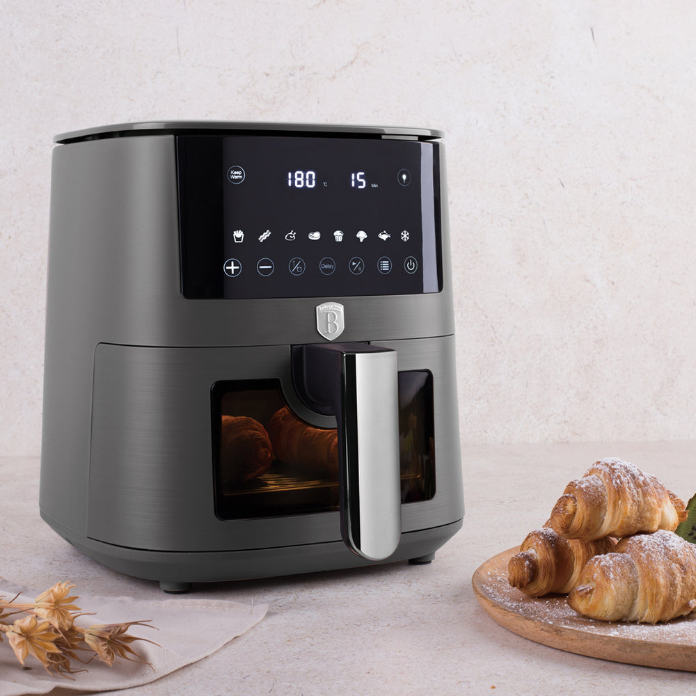 BerlingerHaus Airfryer XL Mat Antraciet - met Kijkvenster - 5 Liter - 1400W