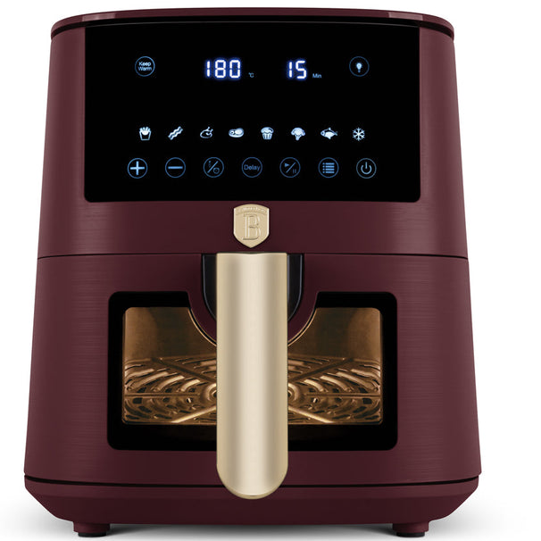 BerlingerHaus Airfryer XL Mat Bordeaux - met Kijkvenster - 5 Liter - 1400W