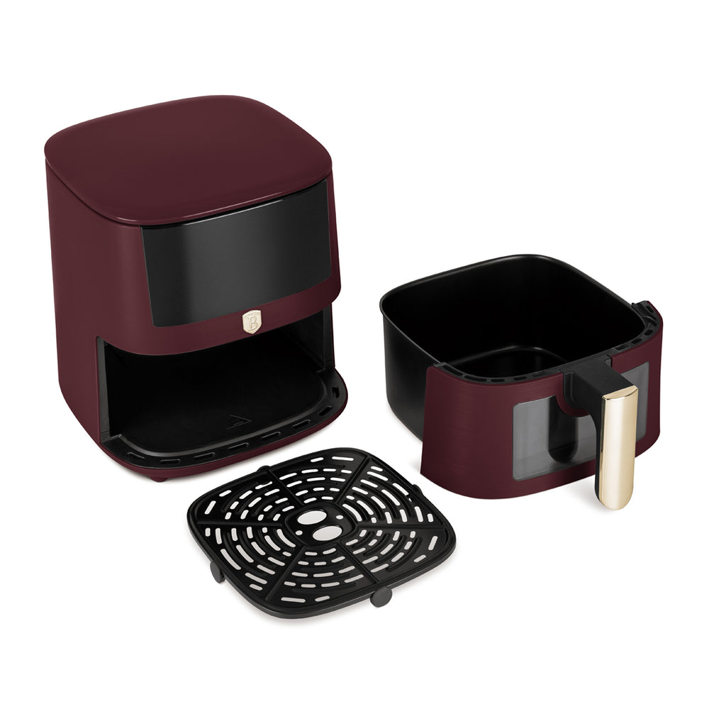 BerlingerHaus Airfryer XL Mat Bordeaux - met Kijkvenster - 5 Liter - 1400W