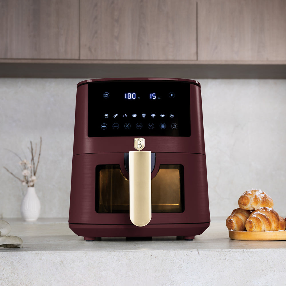 BerlingerHaus Airfryer XL Mat Bordeaux - met Kijkvenster - 5 Liter - 1400W