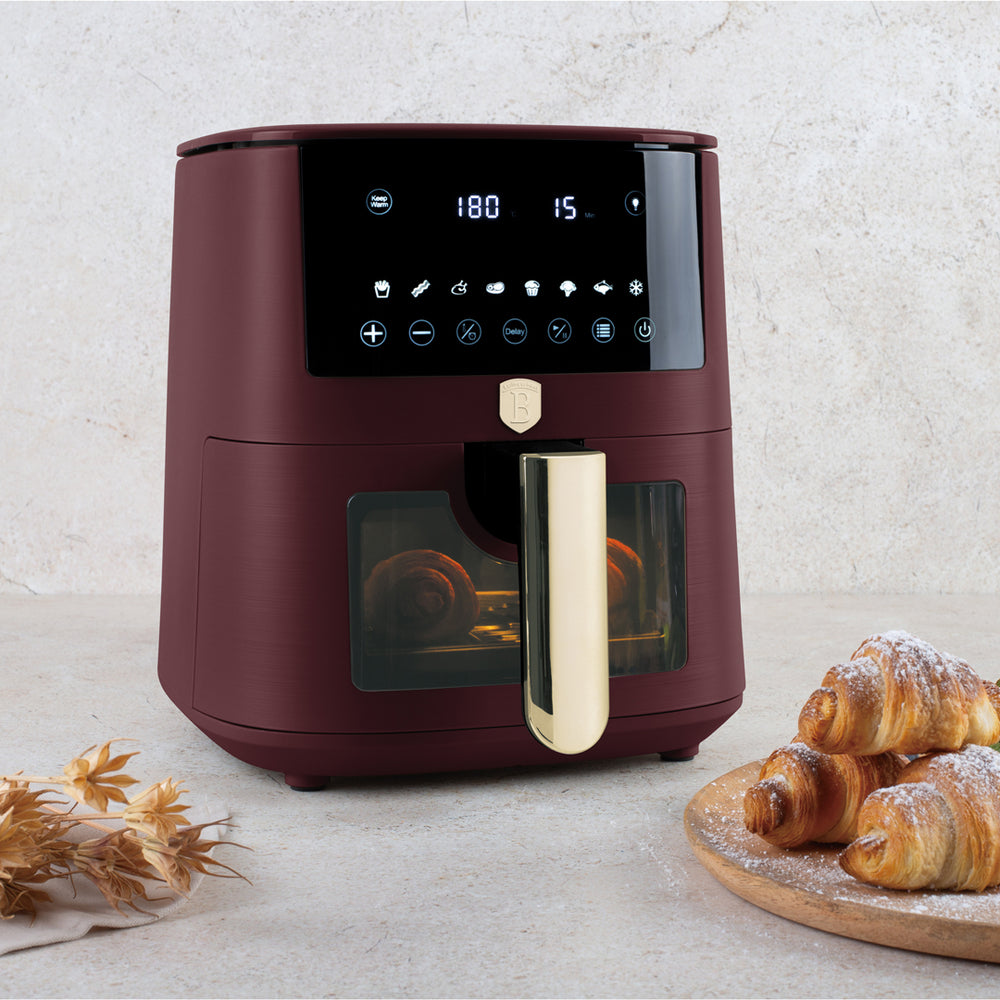 BerlingerHaus Airfryer XL Mat Bordeaux - met Kijkvenster - 5 Liter - 1400W