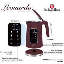 BerlingerHaus Waterkoker Digitaal Mat Bordeaux - Temperatuurinstelling - 1.7 Liter - 2200W