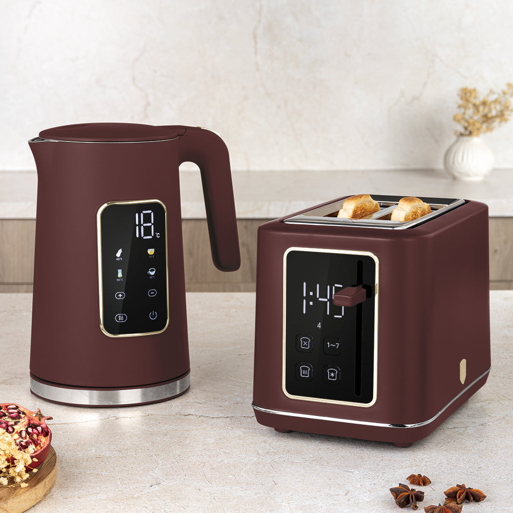 BerlingerHaus Waterkoker Digitaal Mat Bordeaux - Temperatuurinstelling - 1.7 Liter - 2200W
