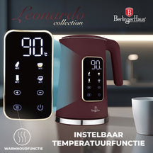 BerlingerHaus Waterkoker Digitaal Mat Bordeaux - Temperatuurinstelling - 1.7 Liter - 2200W