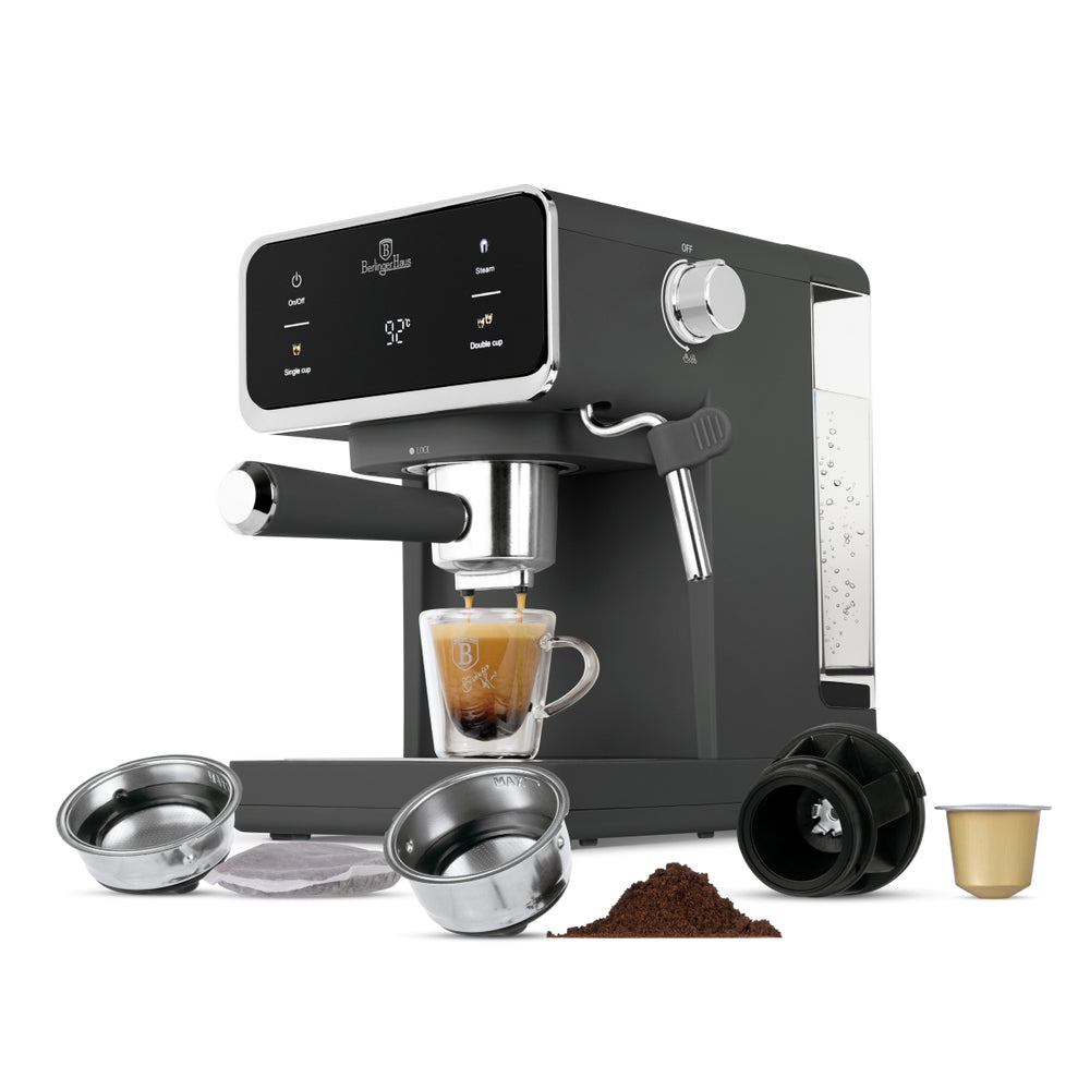 BerlingerHaus Espressomachine / Pistonmachine Digitaal Mat Antraciet - 3-in-1 - 20 Bar - 1.0 Liter