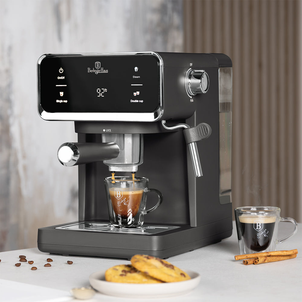 BerlingerHaus Espressomachine / Pistonmachine Digitaal Mat Antraciet - 3-in-1 - 20 Bar - 1.0 Liter