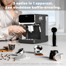 BerlingerHaus Espressomachine / Pistonmachine Digitaal Mat Antraciet - 3-in-1 - 20 Bar - 1.0 Liter