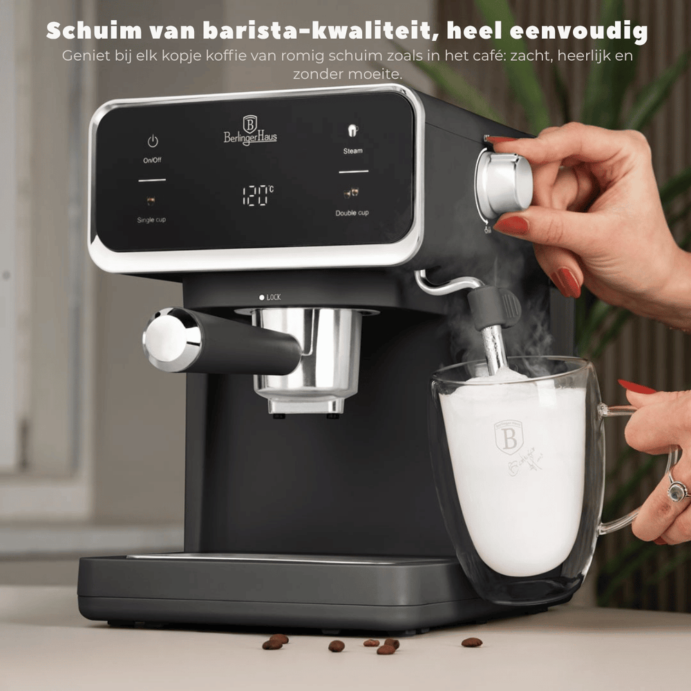 BerlingerHaus Espressomachine / Pistonmachine Digitaal Mat Antraciet - 3-in-1 - 20 Bar - 1.0 Liter