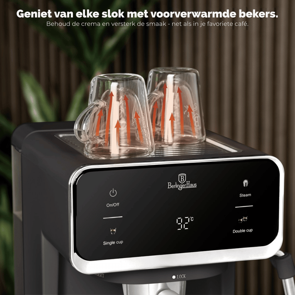 BerlingerHaus Espressomachine / Pistonmachine Digitaal Mat Antraciet - 3-in-1 - 20 Bar - 1.0 Liter
