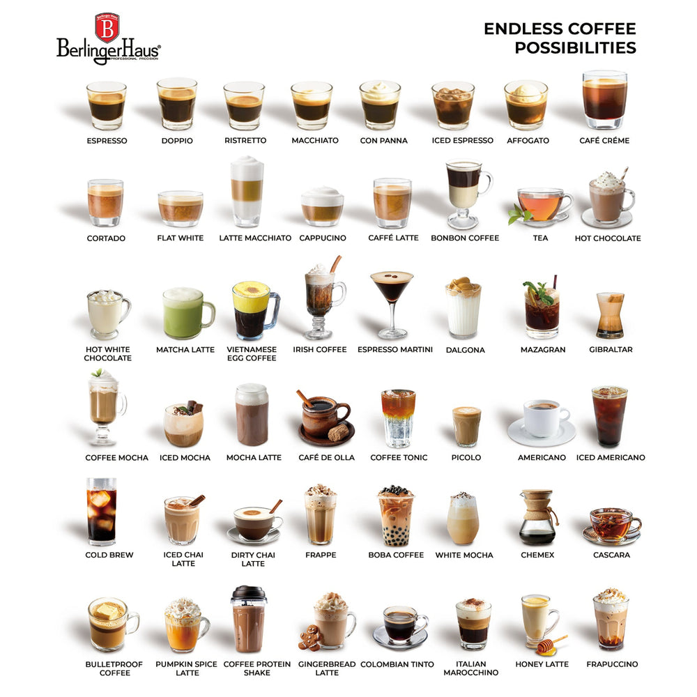 BerlingerHaus Espressomachine / Pistonmachine Digitaal Mat Antraciet - 3-in-1 - 20 Bar - 1.0 Liter