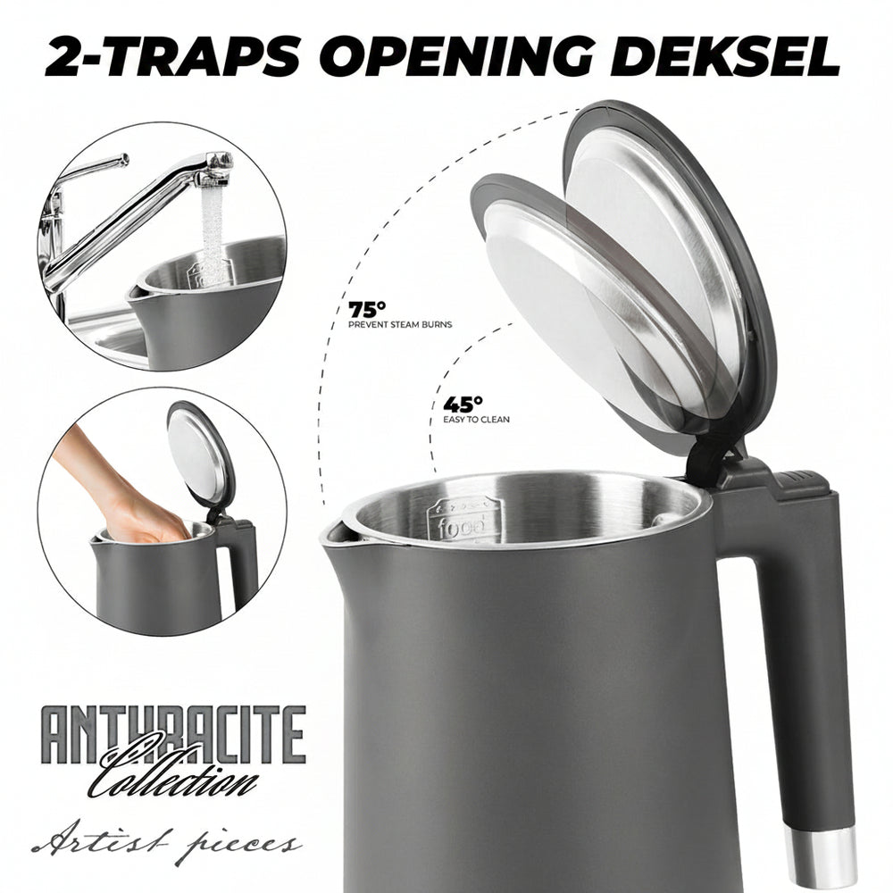 BerlingerHaus Waterkoker Dubbelwandig Mat Antraciet - 1.7 Liter - 1800W