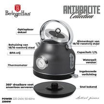 BerlingerHaus Waterkoker Mat Antraciet - met Thermometer - 1.7 Liter - 2200W