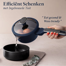 BerlingerHaus Pannenset Mat Blauw 11-Delig - Kookpan ø 20, 24, 28 cm, Koekenpan ø 24, 28 cm & Steelpan ø 16 cm - Geschikt voor alle warmtebronnen
