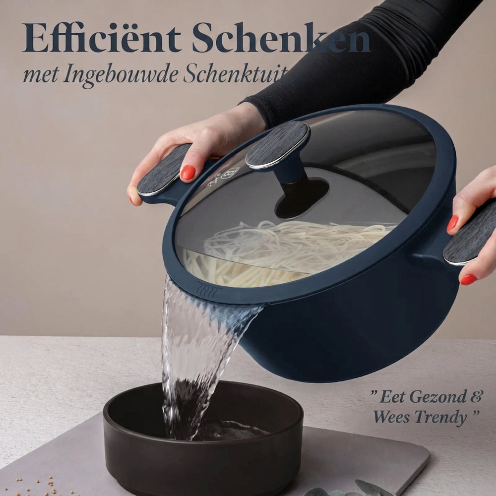 BerlingerHaus Pannenset Mat Blauw 11-Delig - Kookpan ø 20, 24, 28 cm, Koekenpan ø 24, 28 cm & Steelpan ø 16 cm - Geschikt voor alle warmtebronnen