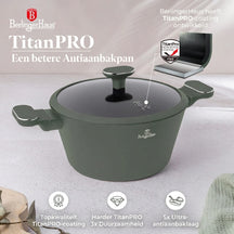 BerlingerHaus Pannenset Mat Groen 11-Delig - Kookpan ø 20, 24, 28 cm, Koekenpan ø 24, 28 cm & Steelpan ø 16 cm - Geschikt voor alle warmtebronnen