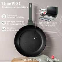BerlingerHaus Pannenset Mat Groen 11-Delig - Kookpan ø 20, 24, 28 cm, Koekenpan ø 24, 28 cm & Steelpan ø 16 cm - Geschikt voor alle warmtebronnen
