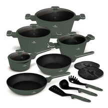 BerlingerHaus Pannenset Mat Groen 11-Delig - Kookpan ø 20, 24, 28 cm, Koekenpan ø 24, 28 cm & Steelpan ø 16 cm - Geschikt voor alle warmtebronnen