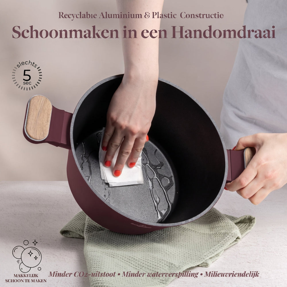 BerlingerHaus Pannenset Nordic Mat Bordeaux 7-Delig - Kookpan ø 20, 24, 28 cm, Koekenpan ø 20 & 24 cm - Geschikt voor alle warmtebronnen
