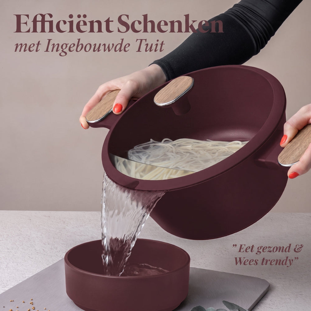 BerlingerHaus Pannenset Nordic Mat Bordeaux 7-Delig - Kookpan ø 20, 24, 28 cm, Koekenpan ø 20 & 24 cm - Geschikt voor alle warmtebronnen
