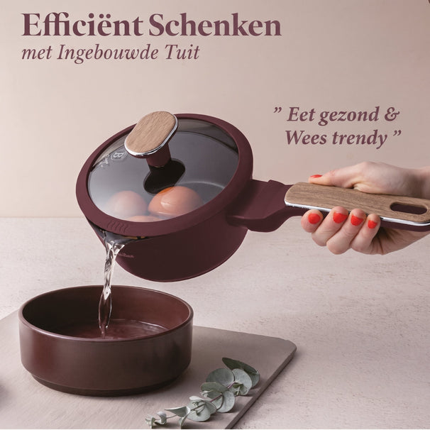 BerlingerHaus Pannenset Nordic Mat Bordeaux 7-Delig - Kookpan ø 20, 24, 28 cm, Koekenpan ø 20 & 24 cm - Geschikt voor alle warmtebronnen