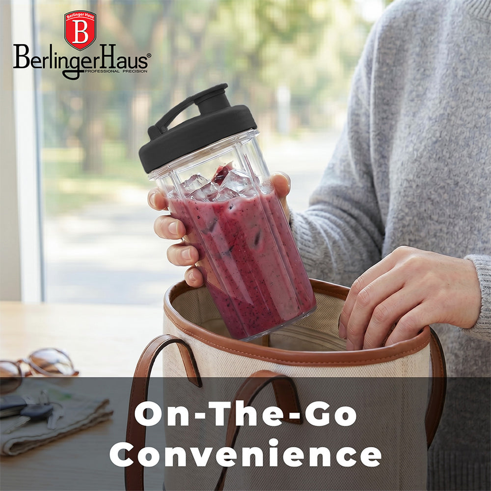 BerlingerHaus Smoothie Blender to Go Mat Antraciet - Inclusief 2 Bekers - 320W