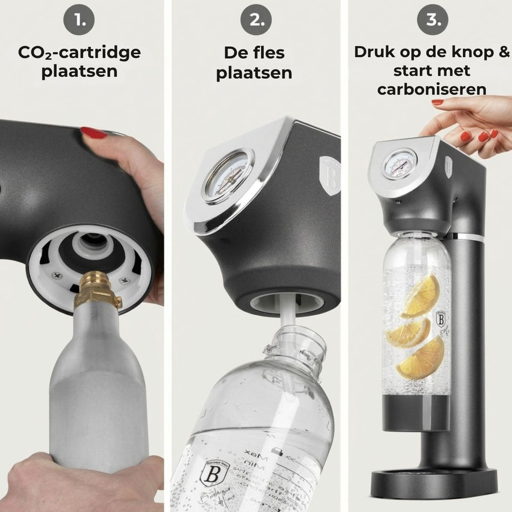 BerlingerHaus Bruiswatermaker Mat Antraciet - Barometer - Inclusief 2 Flessen