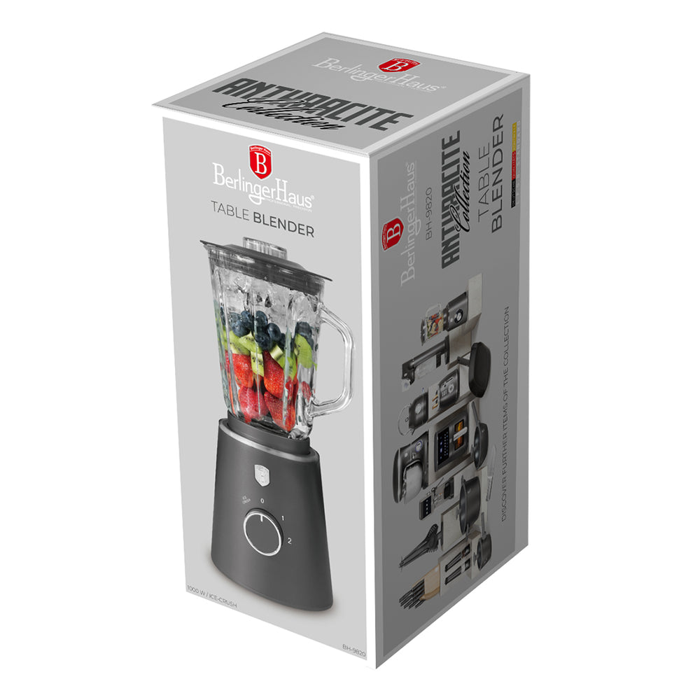 BerlingerHaus Blender Mat Antraciet - Glazen Kan - 1.5 Liter - 1000W