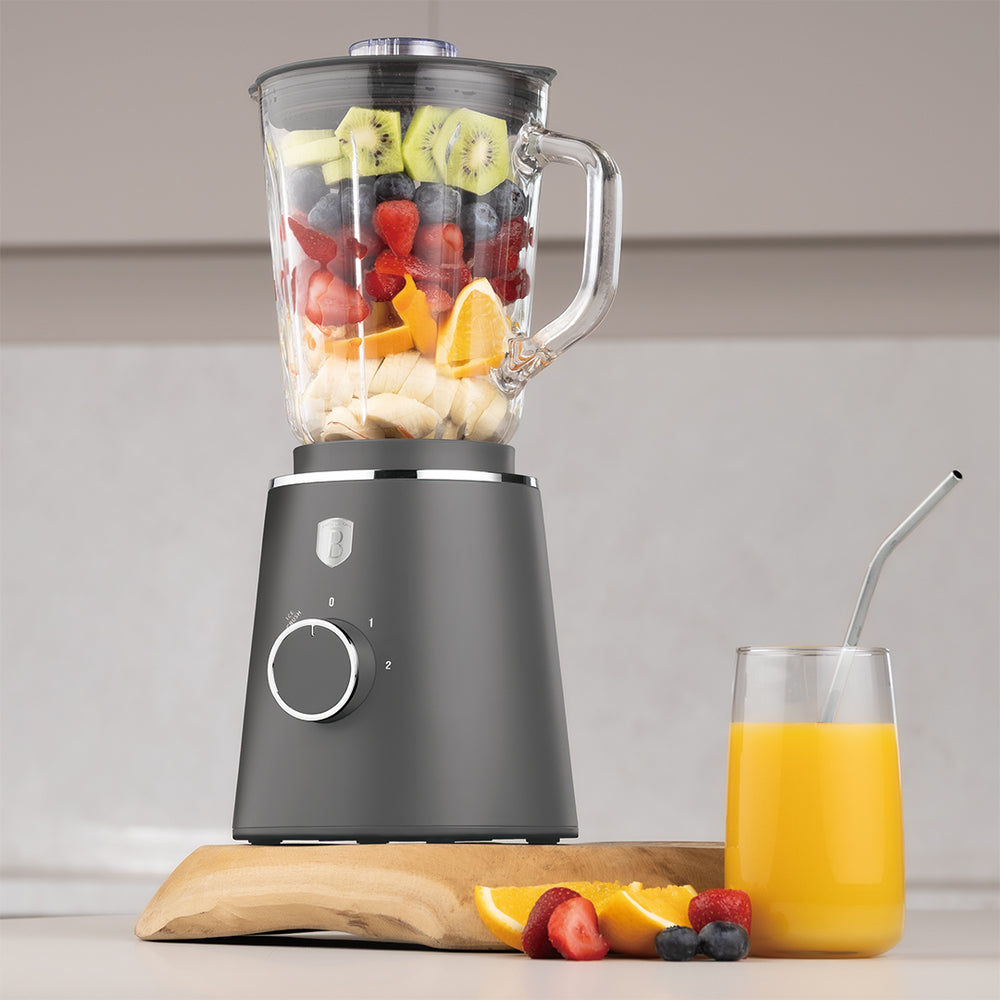 BerlingerHaus Blender Mat Antraciet - Glazen Kan - 1.5 Liter - 1000W