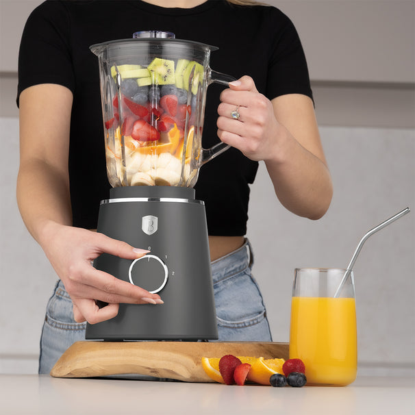 BerlingerHaus Blender Mat Antraciet - Glazen Kan - 1.5 Liter - 1000W
