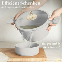 BerlingerHaus Pannenset Mat Crème 11-Delig - Kookpan ø 20, 24, 28 cm, Koekenpan ø 24, 28 cm & Steelpan ø 16 cm - Geschikt voor alle warmtebronnen