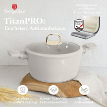 BerlingerHaus Pannenset Mat Crème 11-Delig - Kookpan ø 20, 24, 28 cm, Koekenpan ø 24, 28 cm & Steelpan ø 16 cm - Geschikt voor alle warmtebronnen