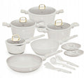 BerlingerHaus Pannenset Mat Crème 11-Delig - Kookpan ø 20, 24, 28 cm, Koekenpan ø 24, 28 cm & Steelpan ø 16 cm - Geschikt voor alle warmtebronnen