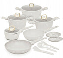 Berlinger Haus Pannenset Mat Crème 11-Delig - Kookpan ø 20, 24, 28 cm, Koekenpan ø 24, 28 cm & Steelpan ø 16 cm - Geschikt voor alle warmtebronnen