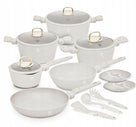 BerlingerHaus Pannenset Mat Crème 11-Delig - Kookpan ø 20, 24, 28 cm, Koekenpan ø 24, 28 cm & Steelpan ø 16 cm - Geschikt voor alle warmtebronnen
