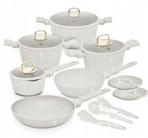 BerlingerHaus Pannenset Mat Crème 11-Delig - Kookpan ø 20, 24, 28 cm, Koekenpan ø 24, 28 cm & Steelpan ø 16 cm - Geschikt voor alle warmtebronnen