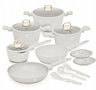 BerlingerHaus Pannenset Mat Crème 11-Delig - Kookpan ø 20, 24, 28 cm, Koekenpan ø 24, 28 cm & Steelpan ø 16 cm - Geschikt voor alle warmtebronnen