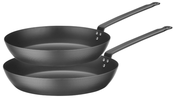 Blackwell Koekenpannenset Carbon Staal 2-Delig - ø 24 & 28 cm - geschikt voor alle warmtebronnen - zonder anti-aanbaklaag
