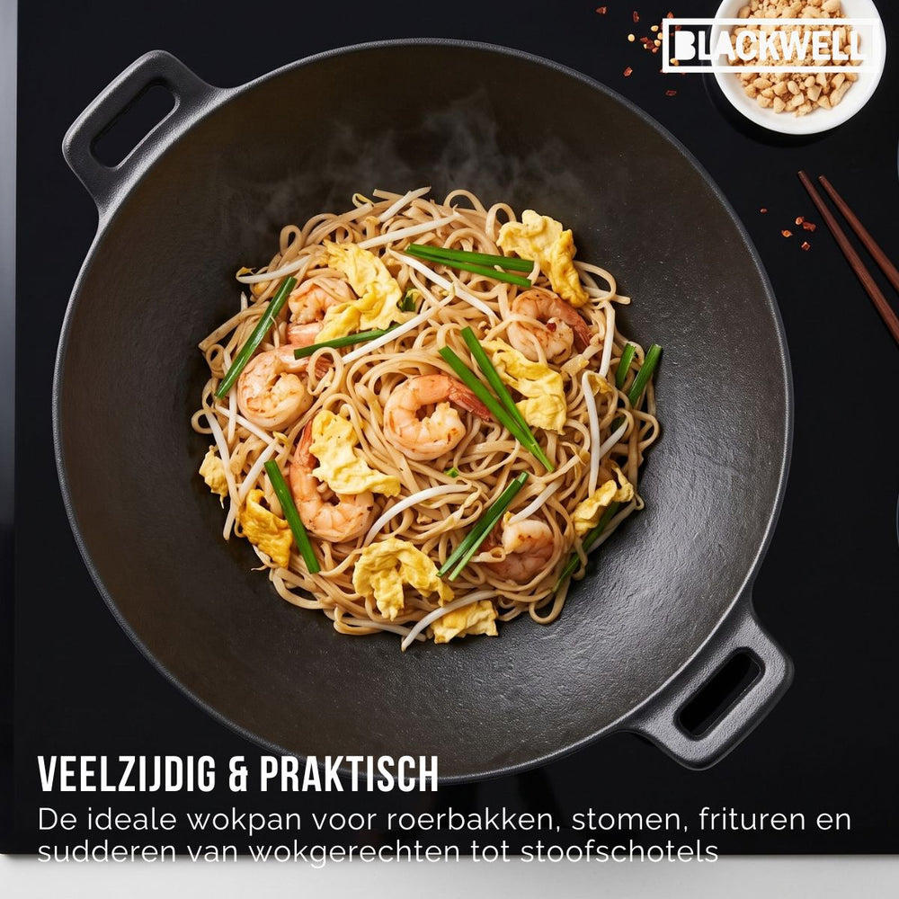 Blackwell Wokpan / Wadjan Gietijzer ø 36 cm / 6.5 liter - geschikt voor alle warmtebronnen - zonder anti-aanbaklaag