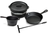 Blackwell Dutch Oven BBQ Gietijzer Set 4-Delig Braadpan + Lifter, Koekenpan ø 20 cm & Steelpan 18 cm - geschikt voor alle warmtebronnen - zonder anti-aanbaklaag