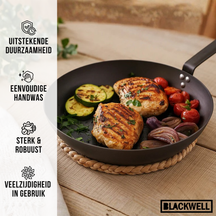 Blackwell Koekenpannenset Carbon Staal 2-Delig ø 24 & 28 cm - geschikt voor alle warmtebronnen - zonder anti-aanbaklaag