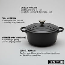 Blackwell Braadpan met deksel Cast Iron Gietijzer ø 20 cm - zonder anti-aanbaklaag